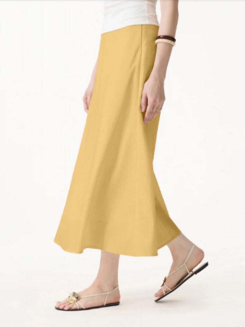 OGL Lyocell-Linen Blend Maxi Flared Pull-On Skirt - Dandelion Yellow - Picture 1 of 2